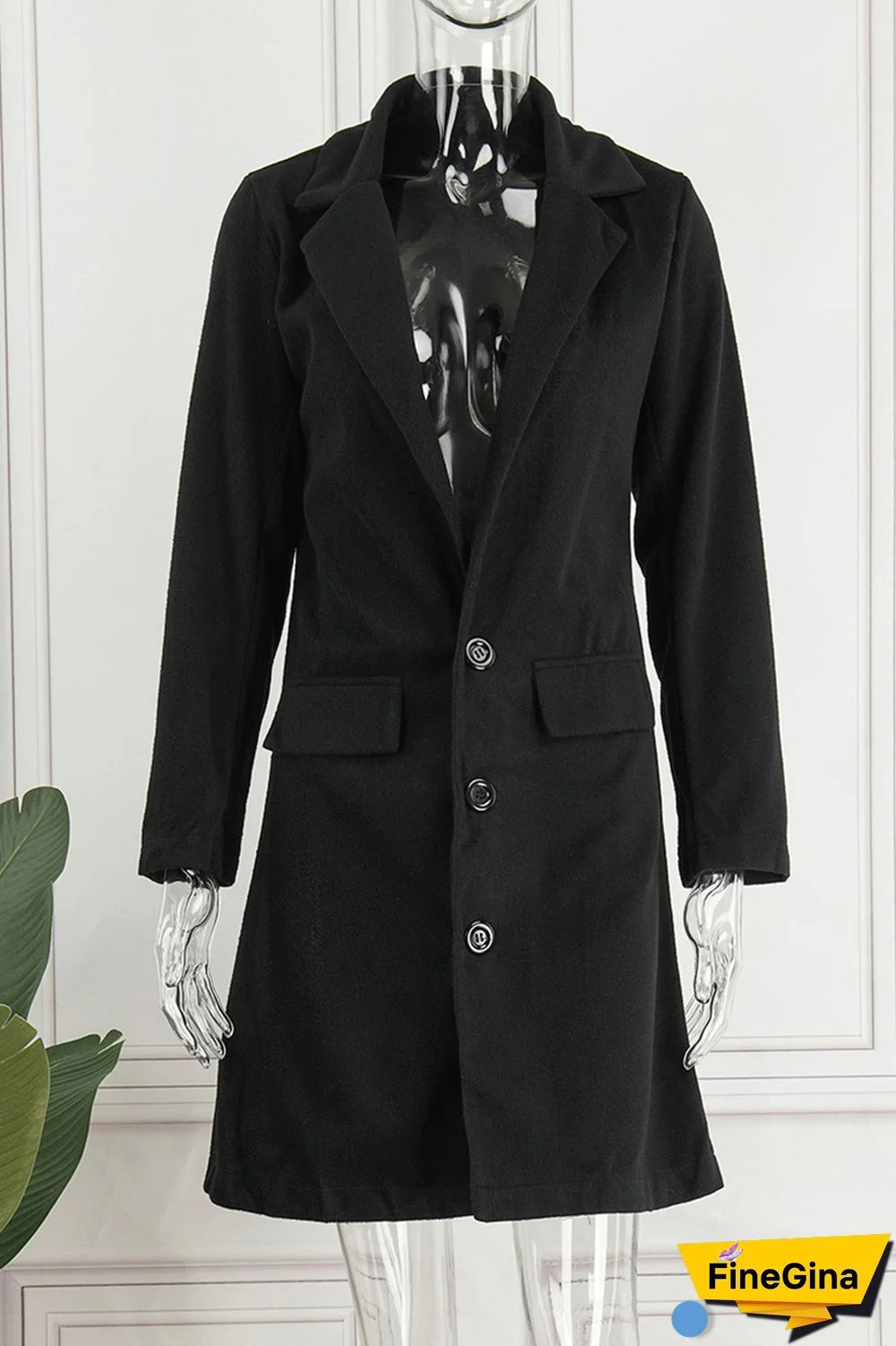 Pink Casual Solid Cardigan Turndown Collar Outerwear