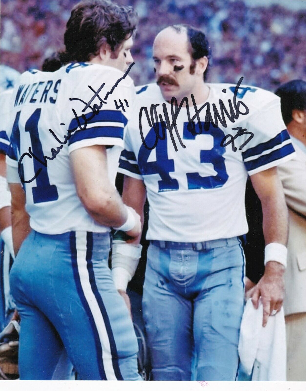 CHARLIE WATERS / CLIFF HARRIS DALLAS COWBOYS ACTION SIGNED 8x10