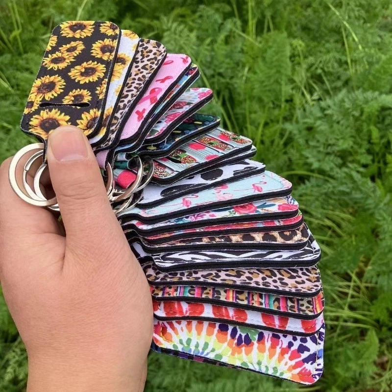 5 Pieces Pastoral Sunflower Lips Leopard Polyester Keychain