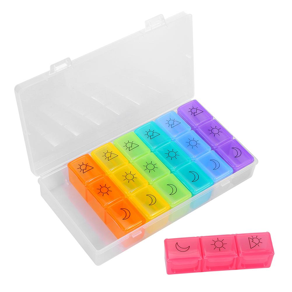 

7 Days Weekly Pill Organizer Tablet Holder Dispenser Plastic Medicine Case Container with 21 Compartments, 501 Original