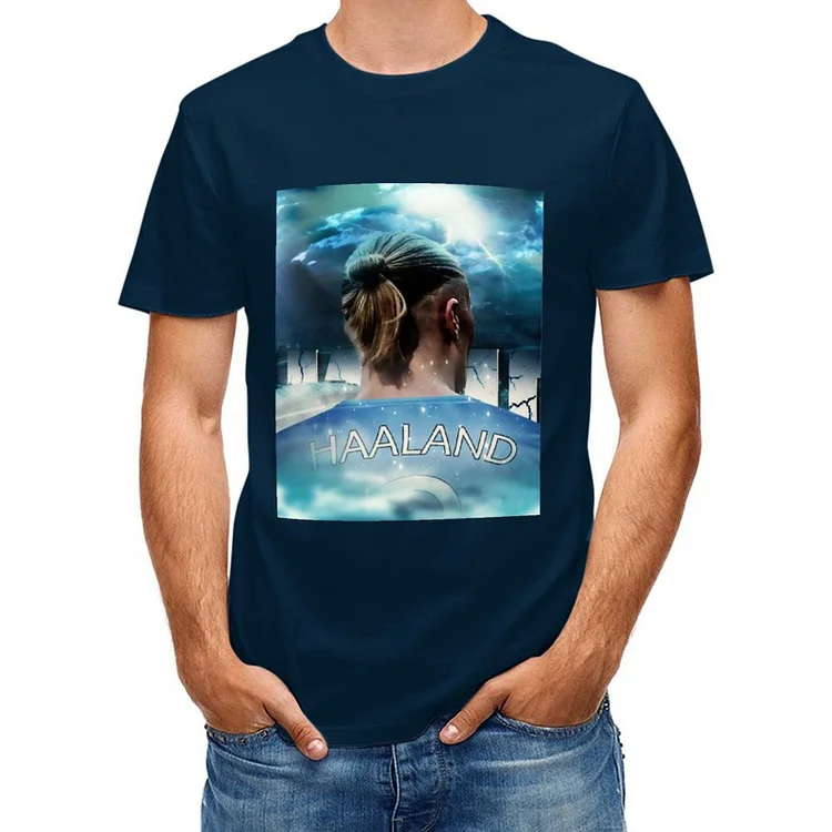 Erling Haaland Inspired Back Wallpaper Short Sleeve T-Shirt