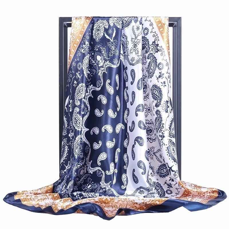 Women’s Minimalist Flower Satin Printing Scarves & Gloves