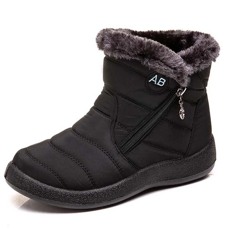 Qengg 2020 Women's Boots Waterproof Shoes For Women Zipper Ankle Chunky Boots Female Winter Brands Designer Female Shoes Large Size