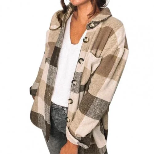 Casual Overcoat Skin-Touch Jacket Coat Ultra Soft Thick Trendy Buttons Closure Warm Women Coat