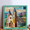 Patchwork Colorful House-11CT Stamped Cross Stitch 45*45cm/17.72*17.72in
