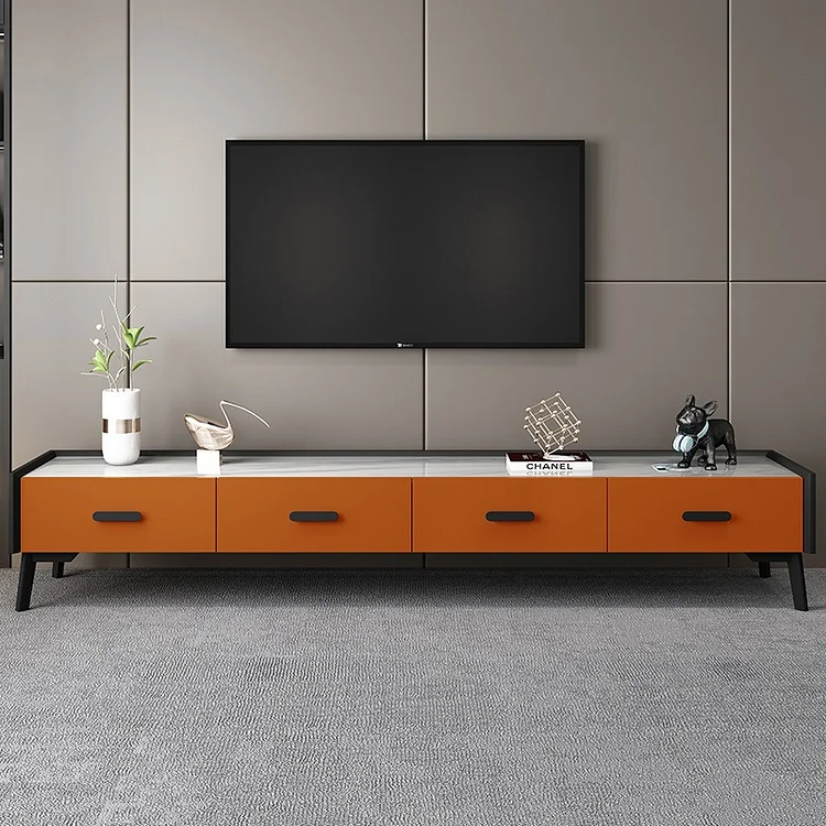 Homemys Elegant TV Stand TV Console Sintered Stone Top with 4 Drawers for TVs Up to 78.74"