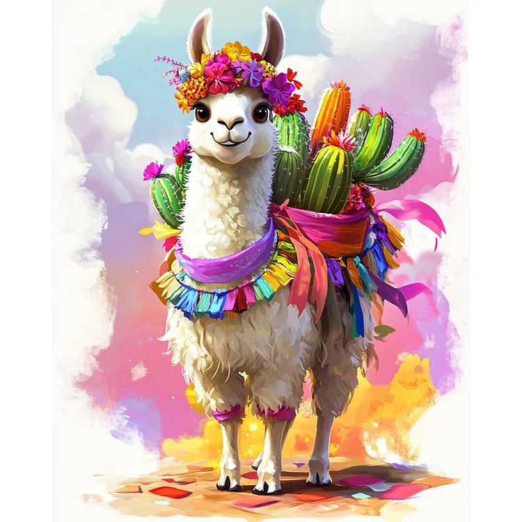 Cactus Alpaca 40*50CM (Canvas) Full Round Drill Diamond Painting gbfke