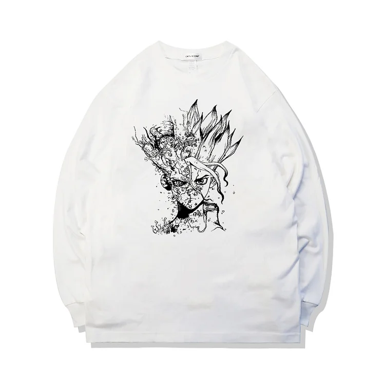 Pure Cotton Dr. Stone Ishigami Senkuu Long Sleeve T-shirt weebmemes