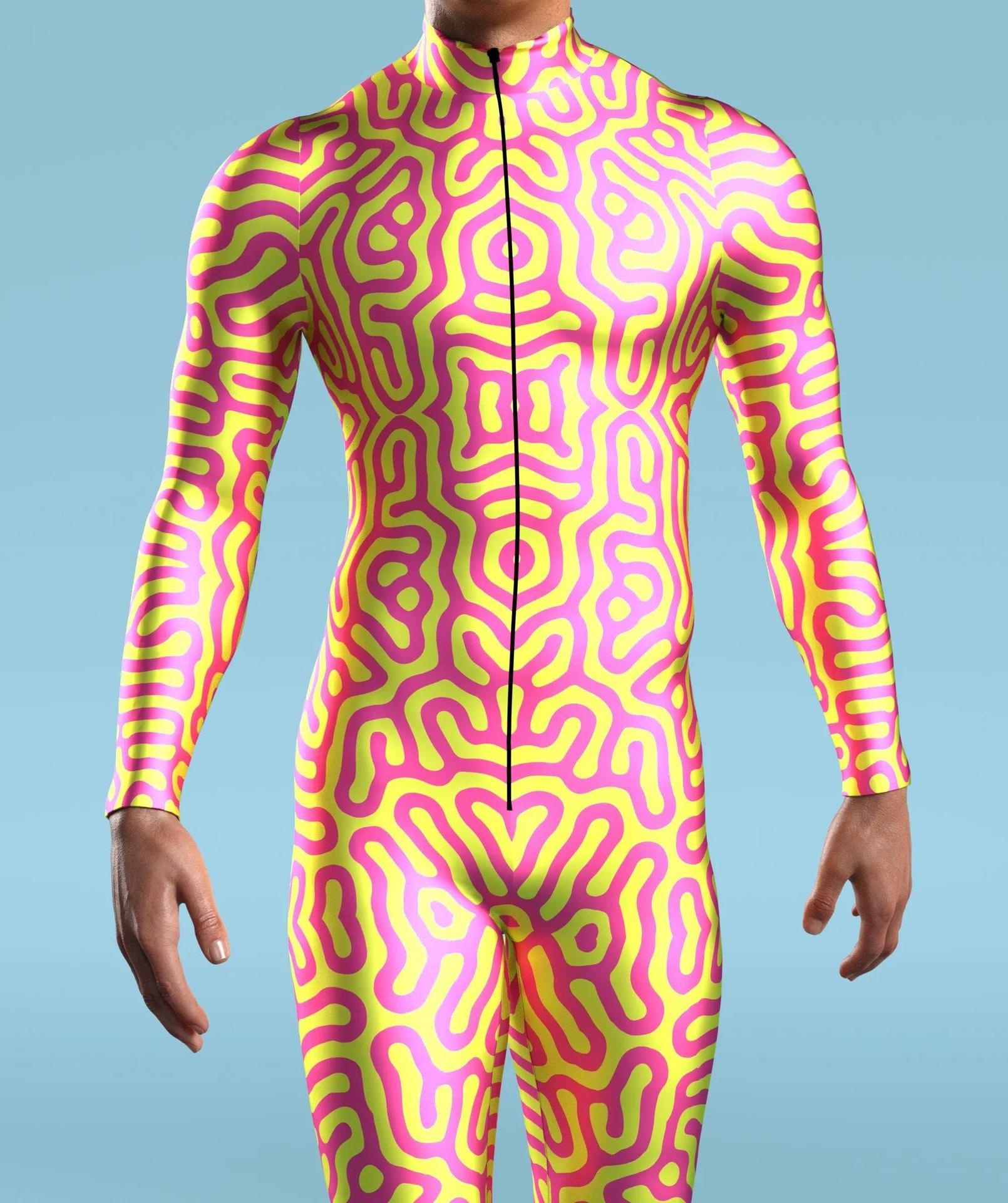 Futuristic Tech Cyberpunk Tights 3D Digital Printing Jumpsuit