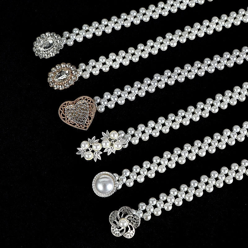 Sweet Flower Butterfly Imitation Pearl Rhinestone Women's Chain Belts4