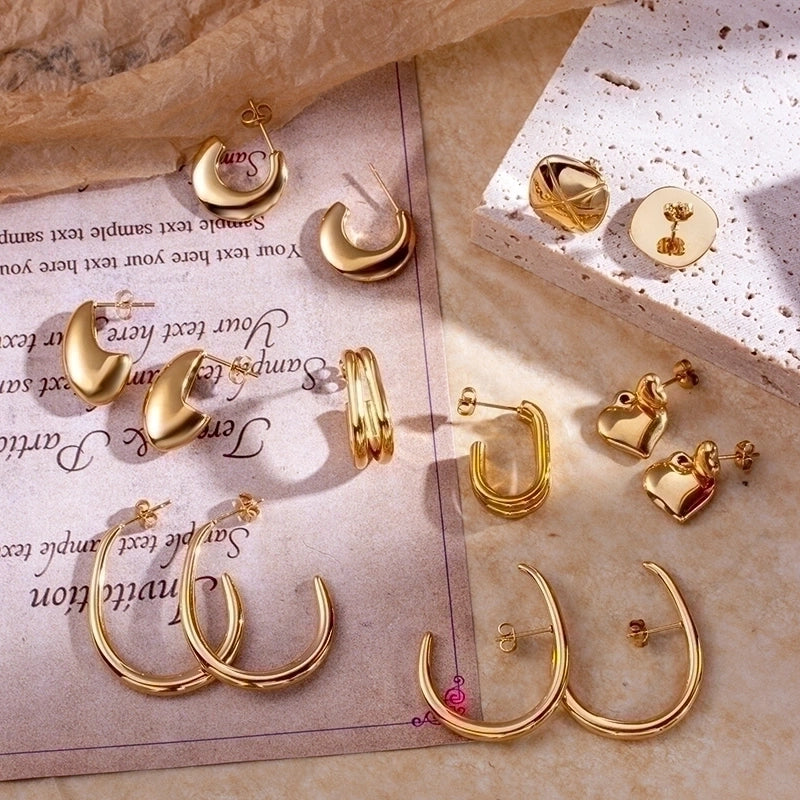 1 Pair Fashion Heart Shape Plating 304 Stainless Steel Drop Earrings Ear Studs