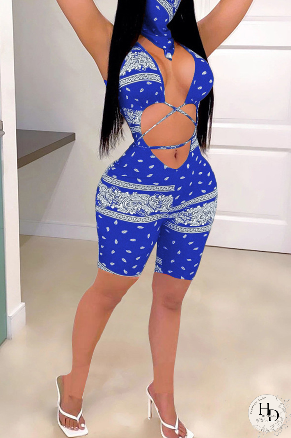 Black Sexy V Neck Sleeveless Tank Skinny Print Jumpsuits