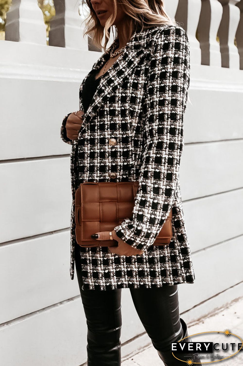 Fashion Street Plaid Turn-back Collar Outerwear(5 colors)