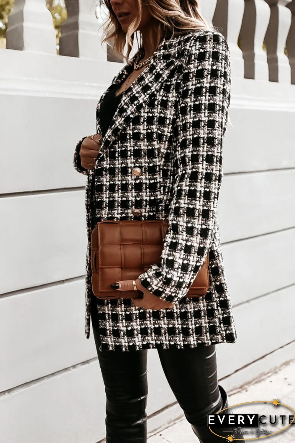 Fashion Street Plaid Turn-back Collar Outerwear(5 colors)