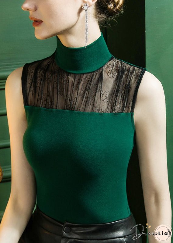 Women Mulberry Turtleneck Print Lace Patchwork Cashmere Top Fall