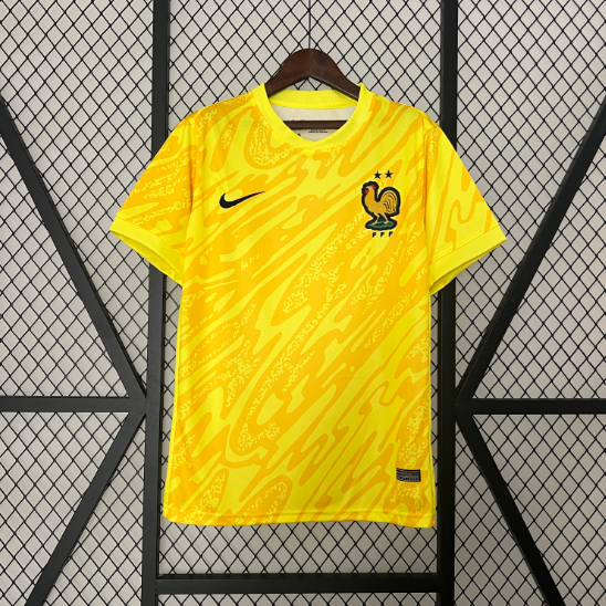 2024 France Goalkeeper Yellow Football Shirt Thai Quality