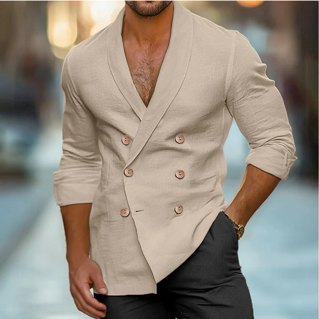 Suit Collar Button Down Long Sleeve Solid Color Shirt