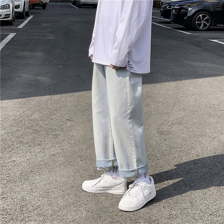 Summer Jeans for Boys Straight Loose Trousers plus Size Retro Sports Casual Pants Men Jeans