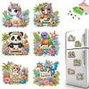 (US Only)6pcs 2D Flat Hello Summer DIY Diamond Painting Fridge Magnets for Home Decor