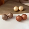 Simple Matte Texture Brown Pearl Earrings