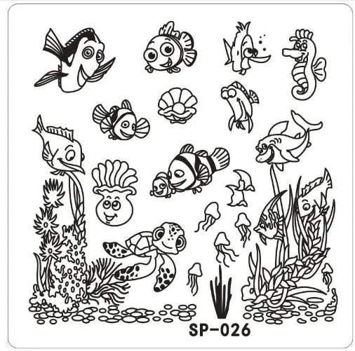 Nail Stamping Plates Cartoon Stamping Plate  SP Design Nail Art Image Plate Equipment Stamp Stamping Plates Manicure Template-Nail Inspo