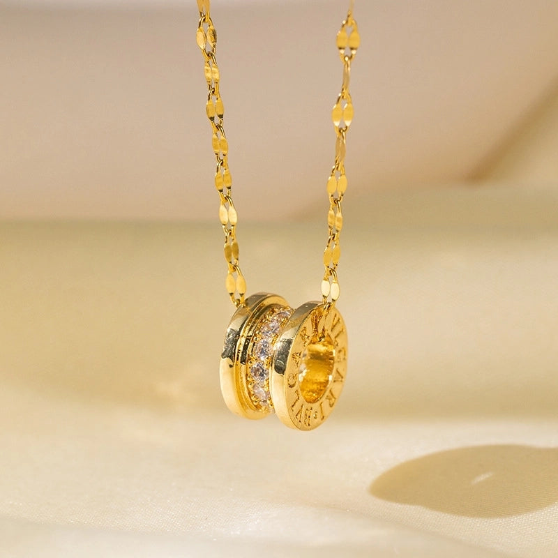 Sweet Minimalist Star Heart Shape Bow Knot Titanium Steel Zircon Plating Inlay Pendant Necklace