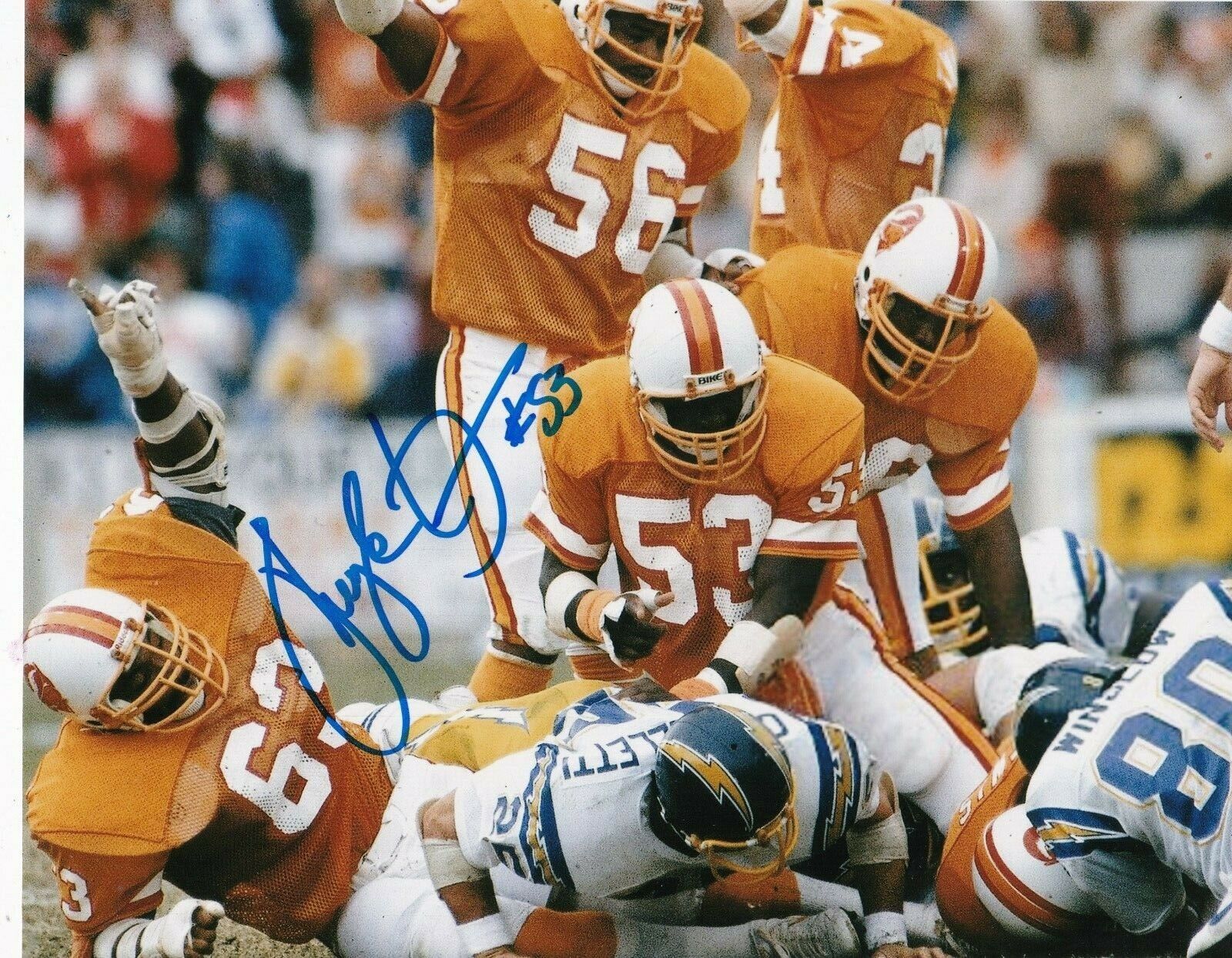 HUGH GREEN TAMPA BAY BUCCANEERS ACTION SIGNED 8X10