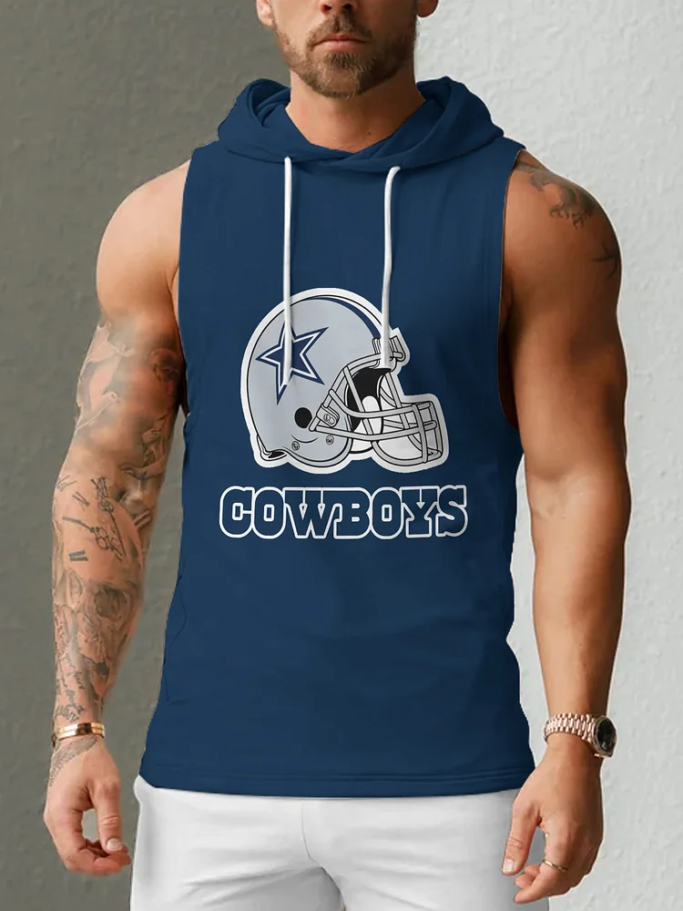 Dallas Cowboys Men's  Casual Comfy Sleeveless Hooded Tank Top