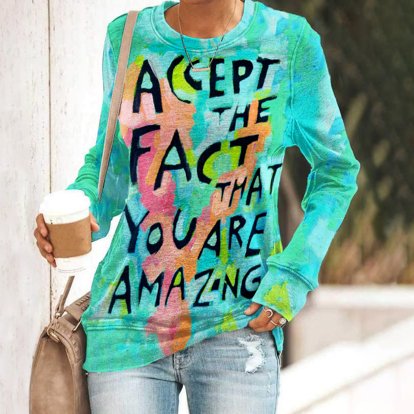 Comstylish Women's Accept The Fact That You Are Amazing Inspirational Slogan T-shirt