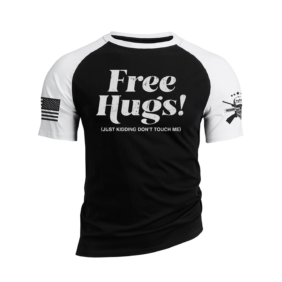 FREE HUGS RAGLAN GRAPHIC TEE