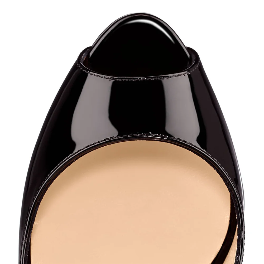 150mm Red Bottom Slingback High Heels Open Toe Platform Strap Pumps Sandals-MERUMOTE