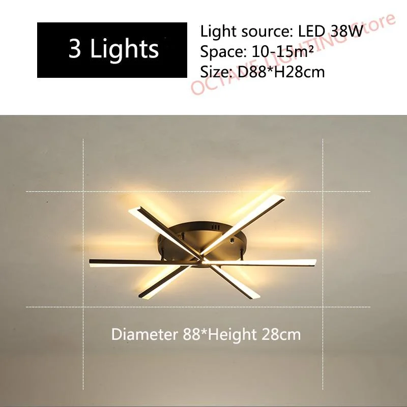 Modern Creative LED Ceiling Light For Dining Living Room Lobby Surface Mount Bedroom Indoor Home Simple Black New Panel Lamp