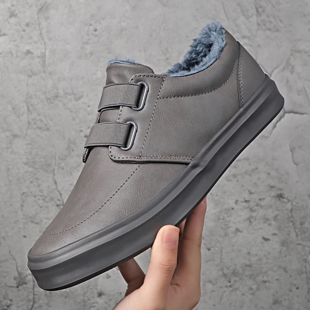 Yyvonne Men's Shoes Autumn And Winter New Cotton Shoes Casual Leather Shoes Fashion Soft Soles Pedal Shoes Men's Cotton Shoes