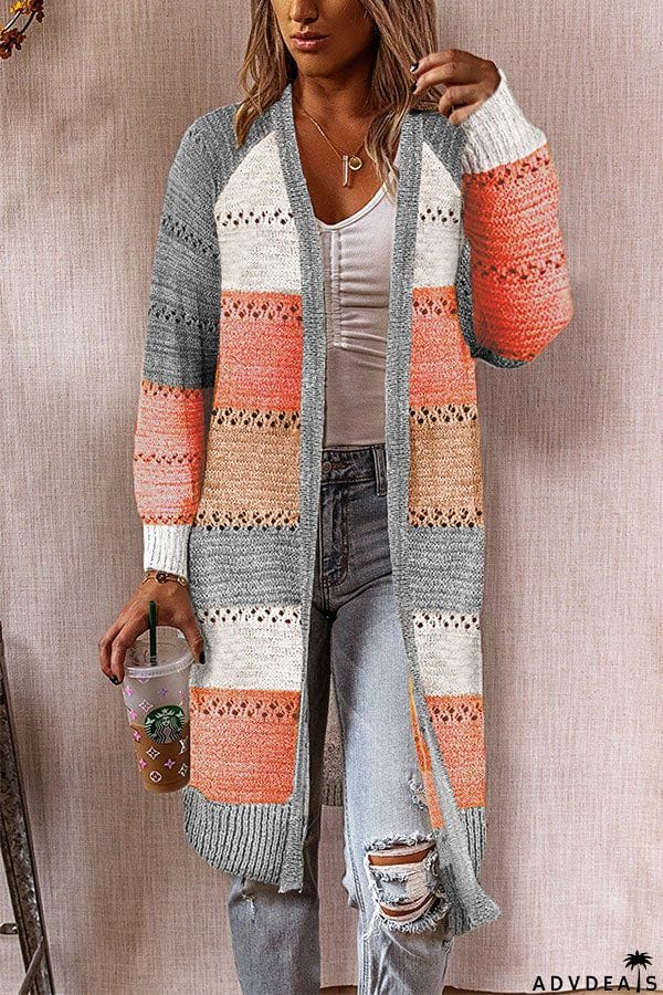 Colorblock Long Sleeve Cardigan