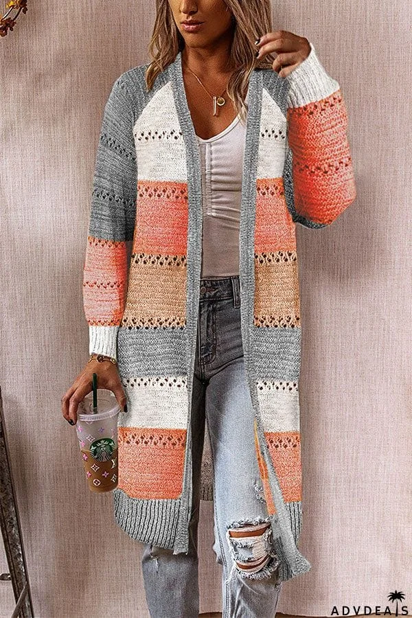 Colorblock Long Sleeve Cardigan