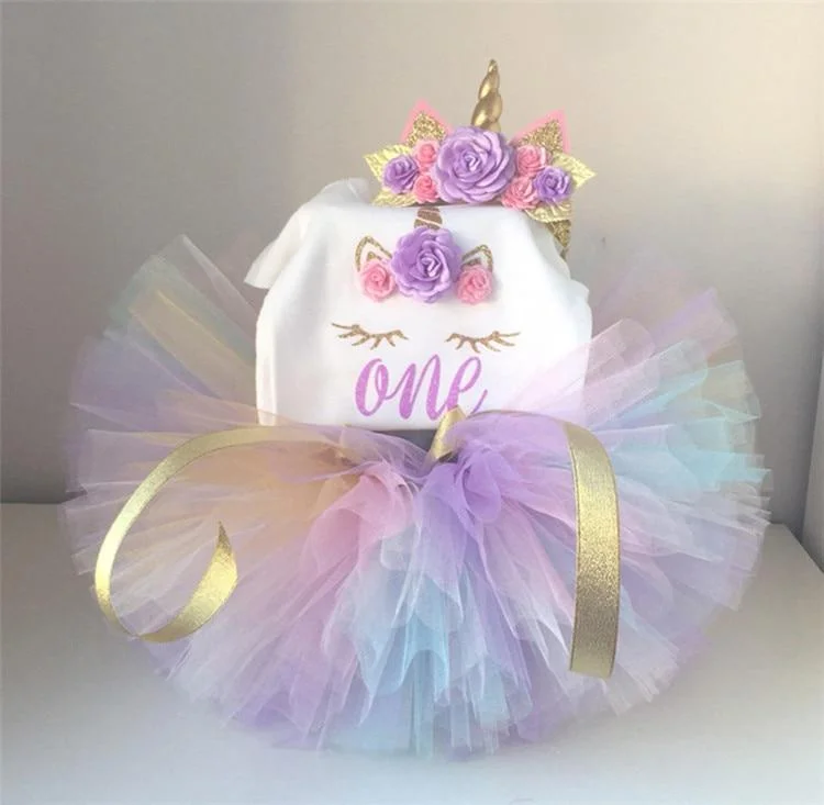 Baby Girl Summer Clothes 1st Unicorn Birthday Dress Brand Design Princess First Year Baby Dresses Girl Cake Smash Outfit Costume