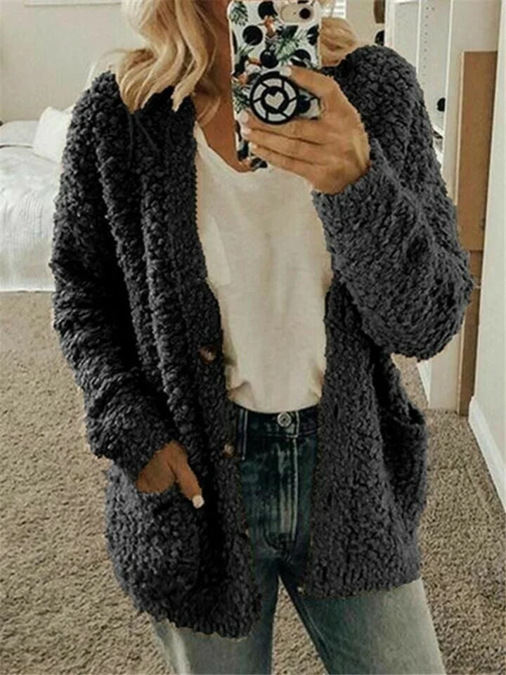 Women Loose Comfort Pocketed Cardigan Coat
