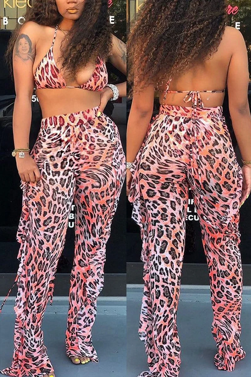 Sexy Mesh Printing Pant Set