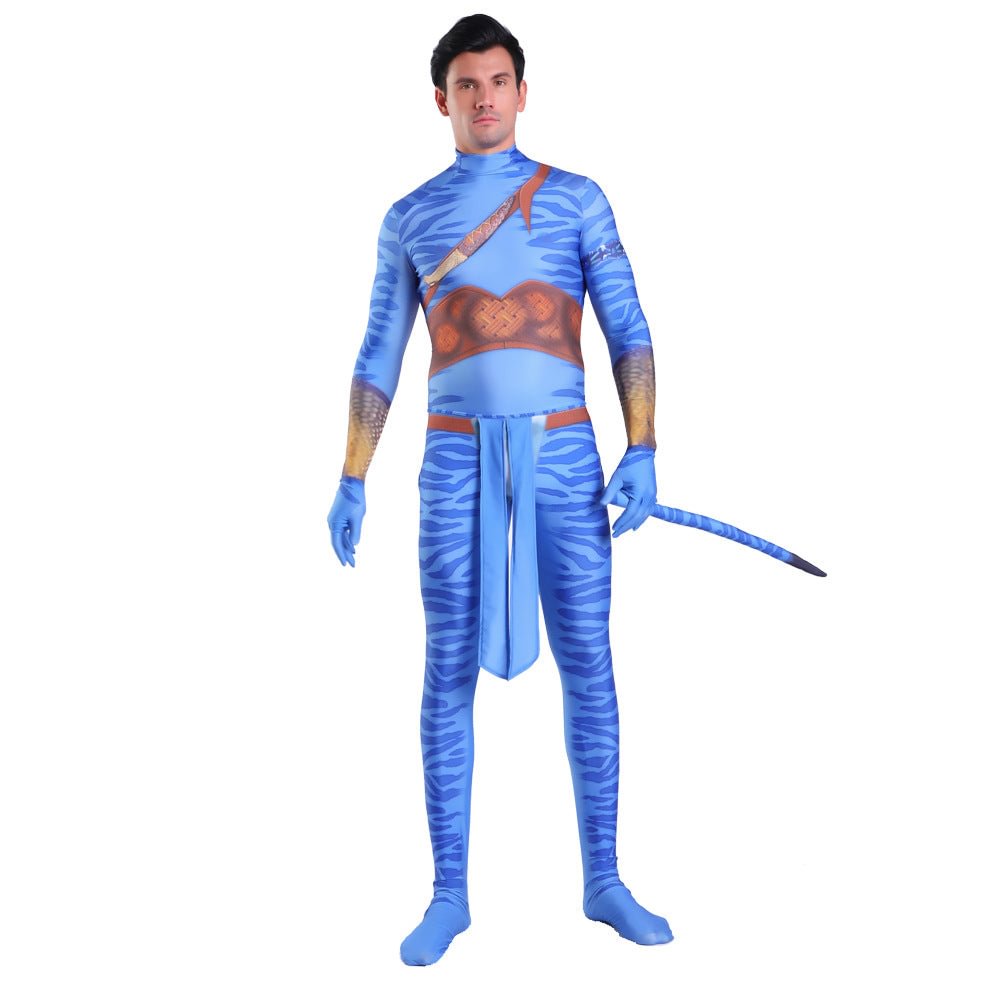Avatar Jake and Neytiri Cosplay Costume for Men Bodysuit Jumpsuits with Tail-elleschic