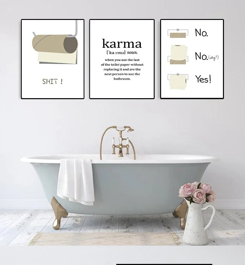 Toilet Paper Funny Shit Quote Karma Wall Art Canvas Painting Nordic Posters And Prints Wall Pictures For Bathroom Washroom Decor