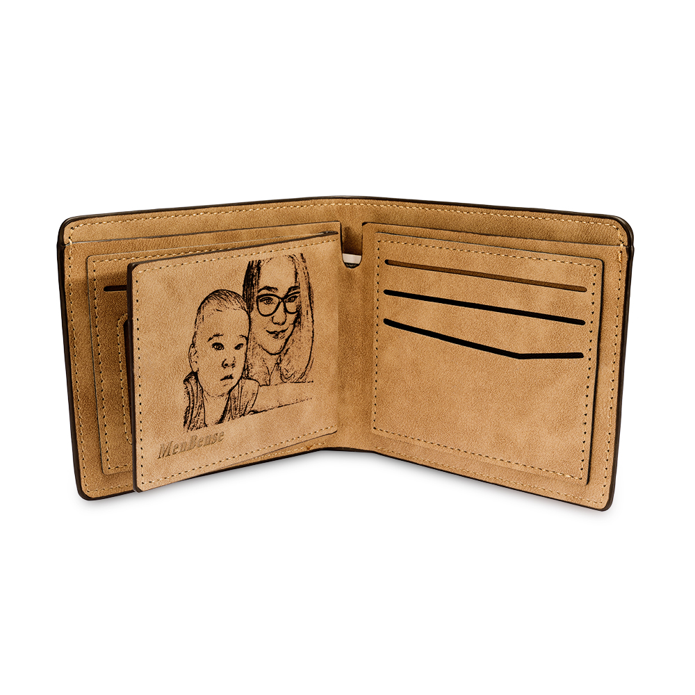 Portafoglio Pelle PU pelle pugno mano regalo per papà personalizzato 4 nomi 1 testo e 1 foto