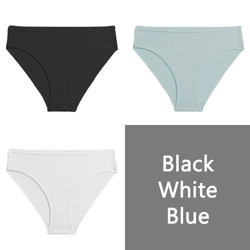 FINETOO S-XL Cotton Panties Women Low-rise Briefs Underpants Ladies Comfortable Underwear Fashion Jacquard Panty Lingerie 3Pcs