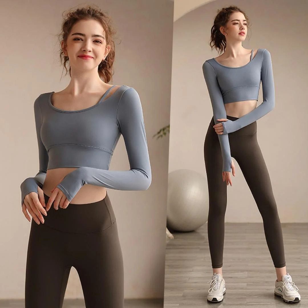 Women's Crop Workout Top and Trousers Set