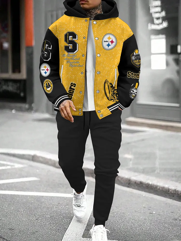 Pittsburgh Steelers 2026  New Design Hooded Jacket With Drawstring Waistband Joggers 2pcs Set