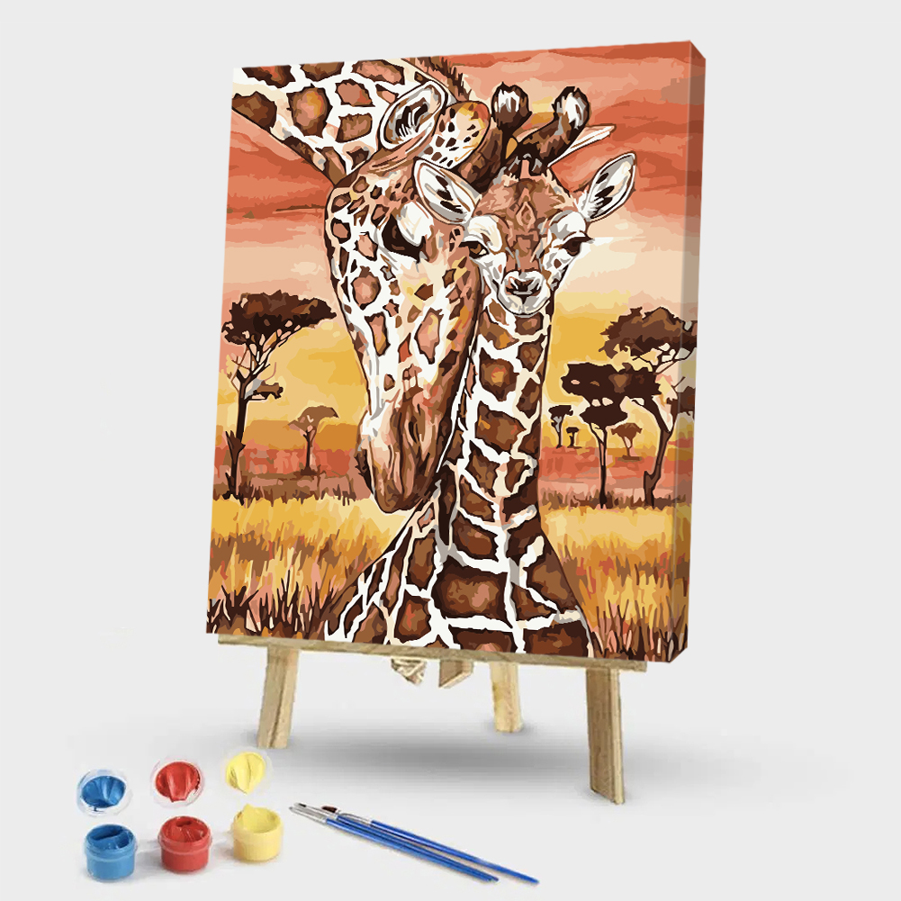 

40*50CM - Paint By Numbers - Love of Giraffe, 501 Original