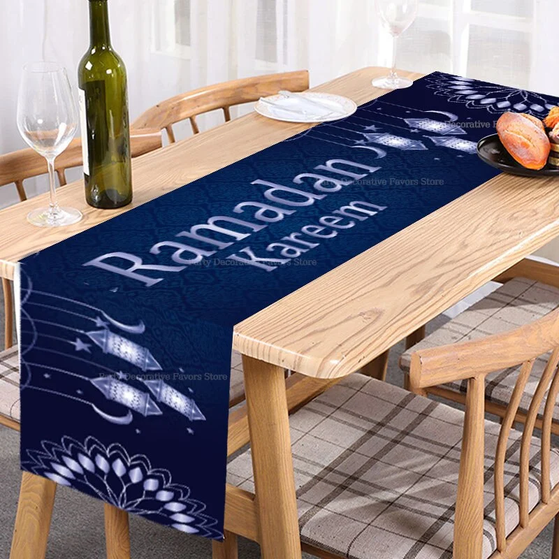 180x35cm Eid Mubarak Table Runner Ramadan Decoration For Home Islamic Muslim Party Decor Ramadan Kareem Eid Al Adha Gift