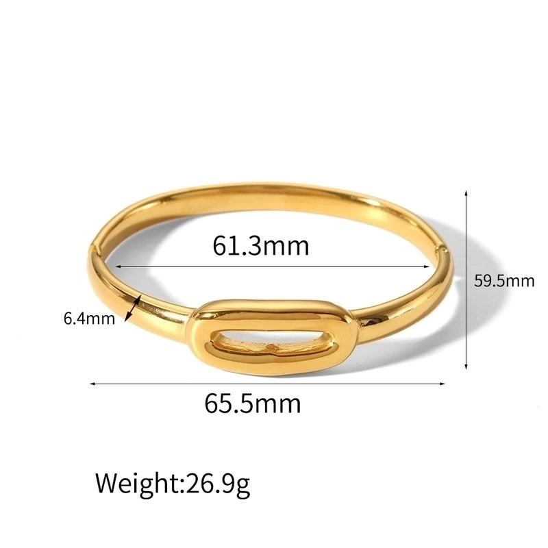 Minimalist Geometric Solid Color 304 Stainless Steel 18K Gold Plated Bangle In Bulk
