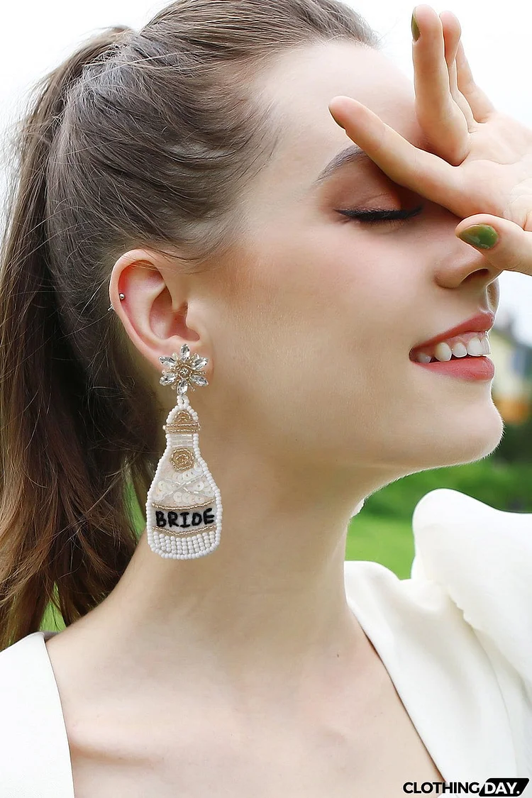 Beaded Champagne Bottle Earrings