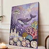 DIY Pearl Painting Shark Jellyfish for Home Wall Decor with Frame(40x30cm)