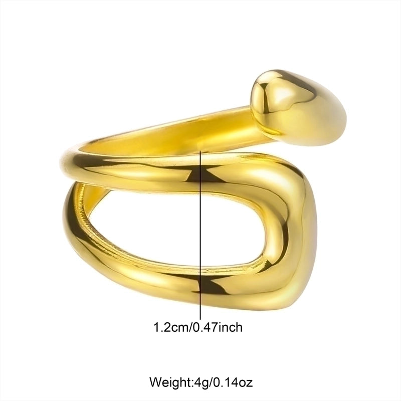 Retro Classic Style Solid Color Snake 304 Stainless Steel Open Rings